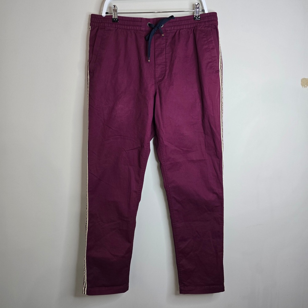 Polo Ralph Lauren Mens Burgundy Side Stripe Jogger Pants Classic Fit Large L